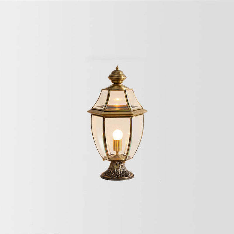 European Copper Clear Glass Lantern Post Landscape Light