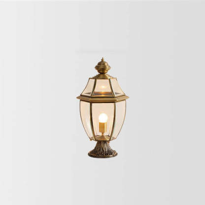 European Copper Clear Glass Lantern Post Landscape Light