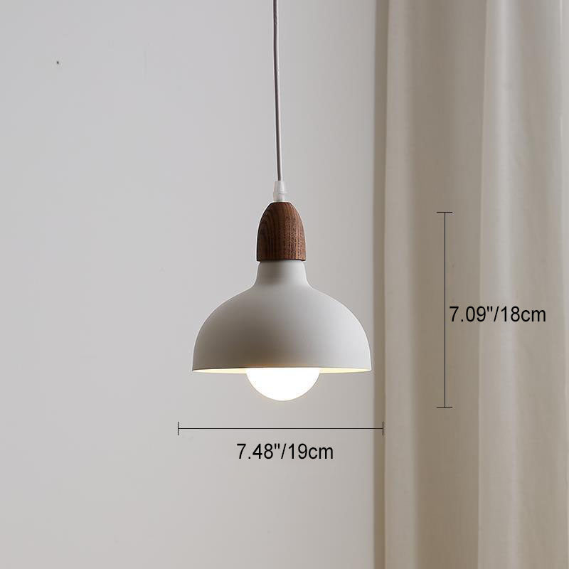 Japanese Solid Wood Dome Pendant Light
