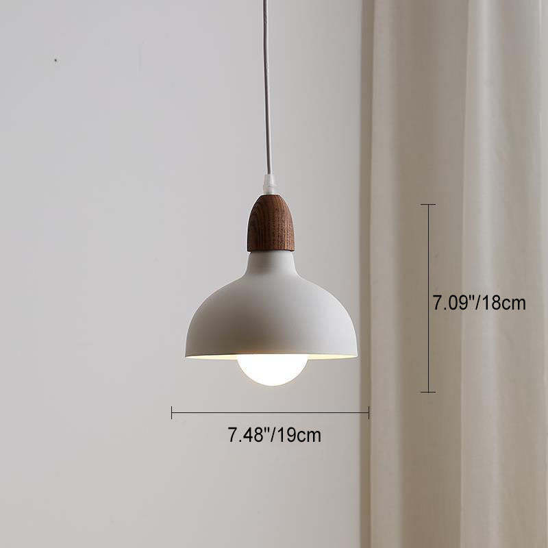 Japanese Solid Wood Dome Pendant Light