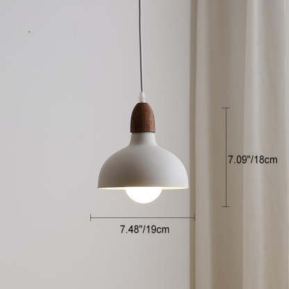 Japanese Solid Wood Dome Pendant Light