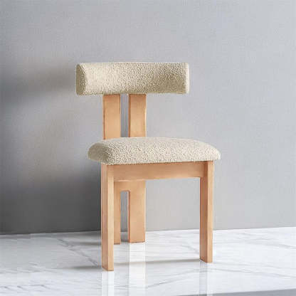 Scandinavian Wood Lambswool Semi-Round Dining Chair