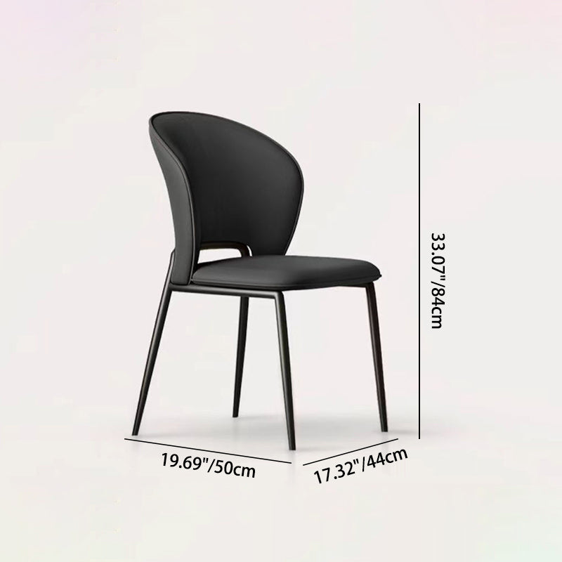 Minimalist Microfiber Leather Steel Curved Dining Chair — Beige