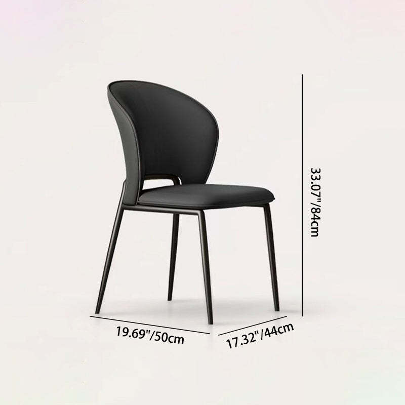 Minimalist Microfiber Leather Steel Curved Dining Chair — Beige