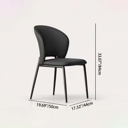 Minimalist Microfiber Leather Steel Curved Dining Chair — Beige