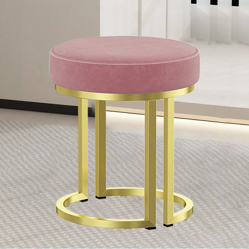Modern Leather Velvet Iron Cylindrical Vanity Stool — Gray - Velvet