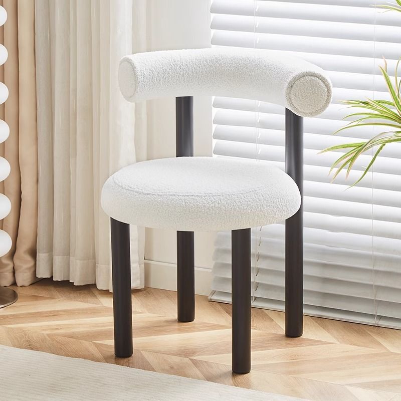 Nordic Lambswool Metal Vanity Stool