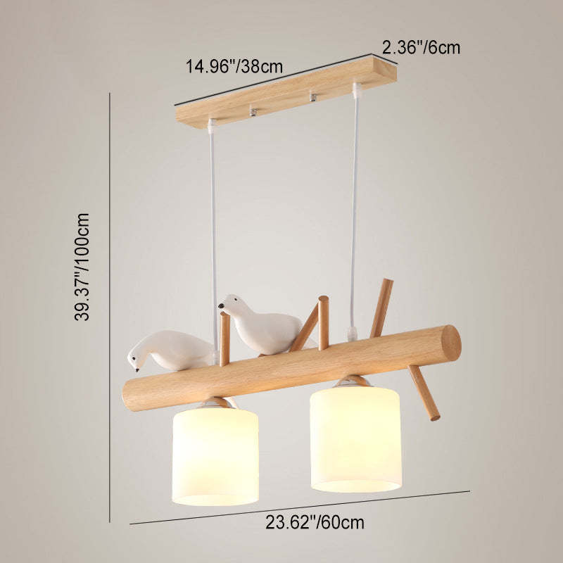 Scandinavian Bird Branch Log Island Chandelier
