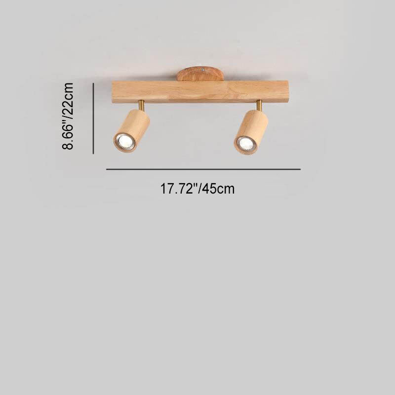 Japanese Wooden Track LED Semi-Flush Ceiling Light