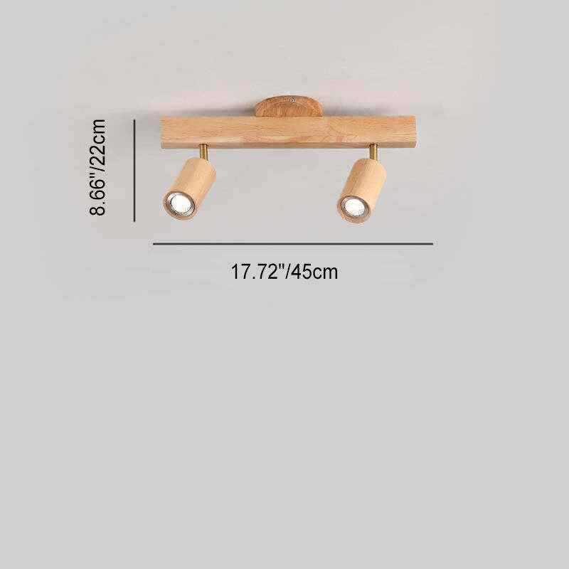 Japanese Wooden Track LED Semi-Flush Ceiling Light
