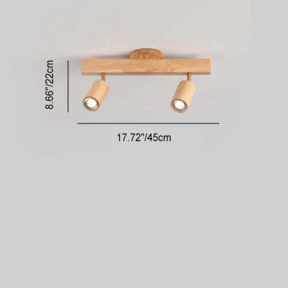 Japanese Wooden Track LED Semi-Flush Ceiling Light