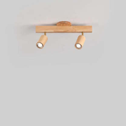 Japanese Wooden Track LED Semi-Flush Ceiling Light