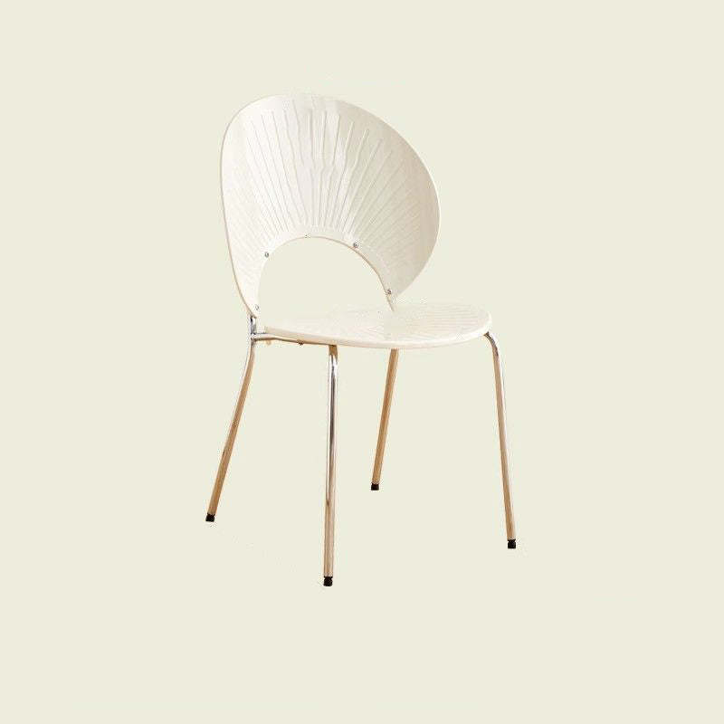 Minimalist shell scalloped white accent chairs in iron