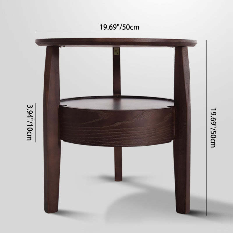 Minimalist Round Wood Double Coffee Table — Black
