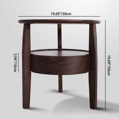 Minimalist Round Wood Double Coffee Table — Black