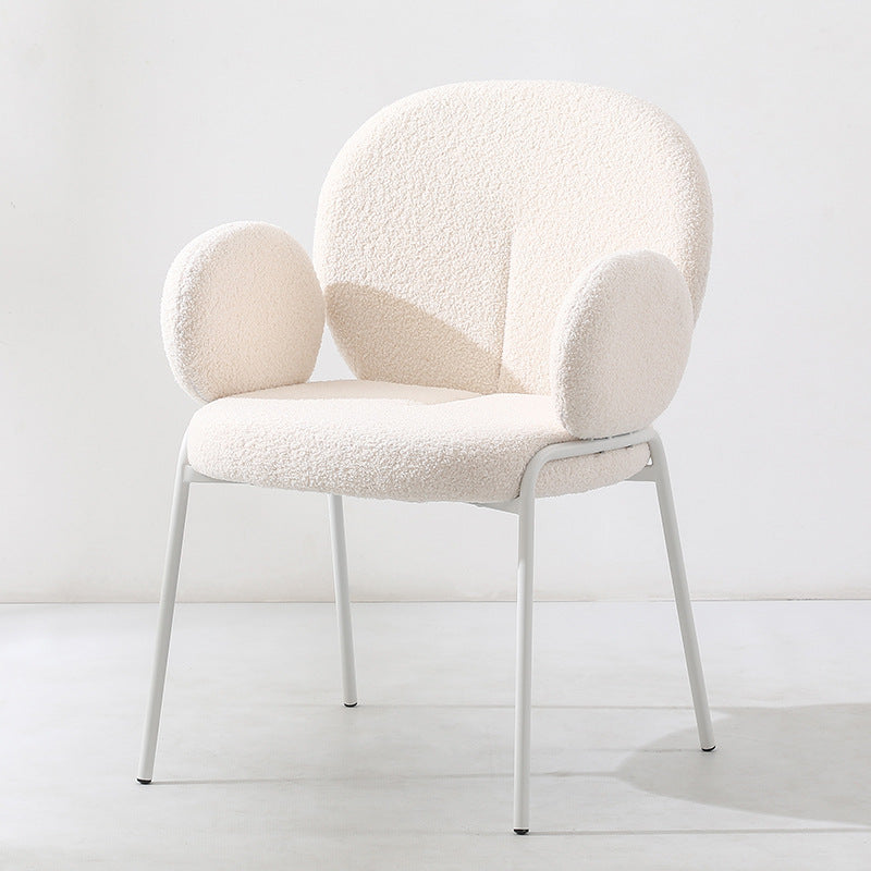 Nordic Velvet Metal Round-Back Vanity Stool — Without Armrest