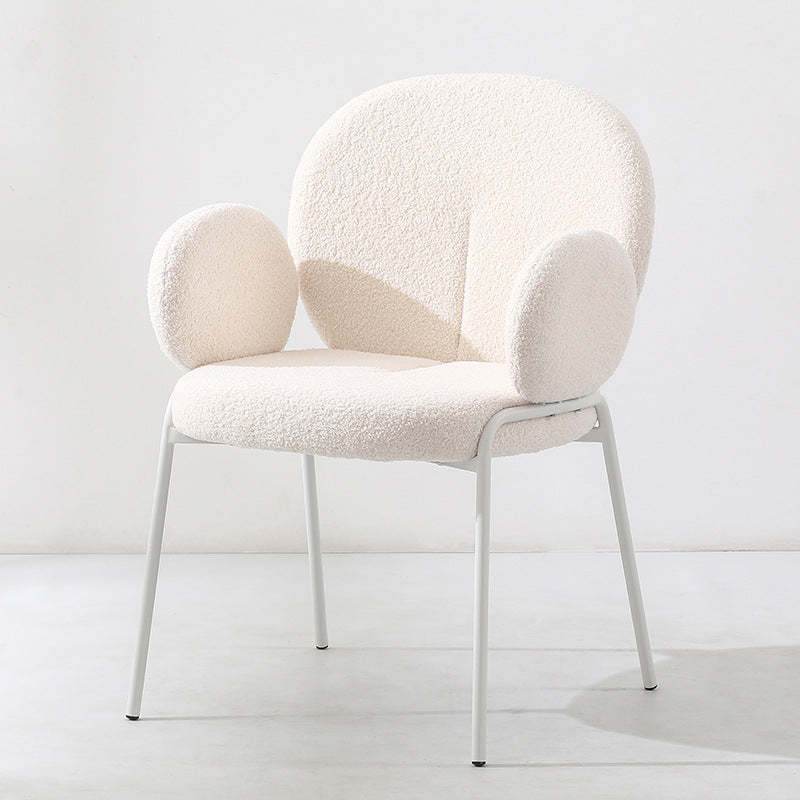 Nordic Velvet Metal Round-Back Vanity Stool — Without Armrest