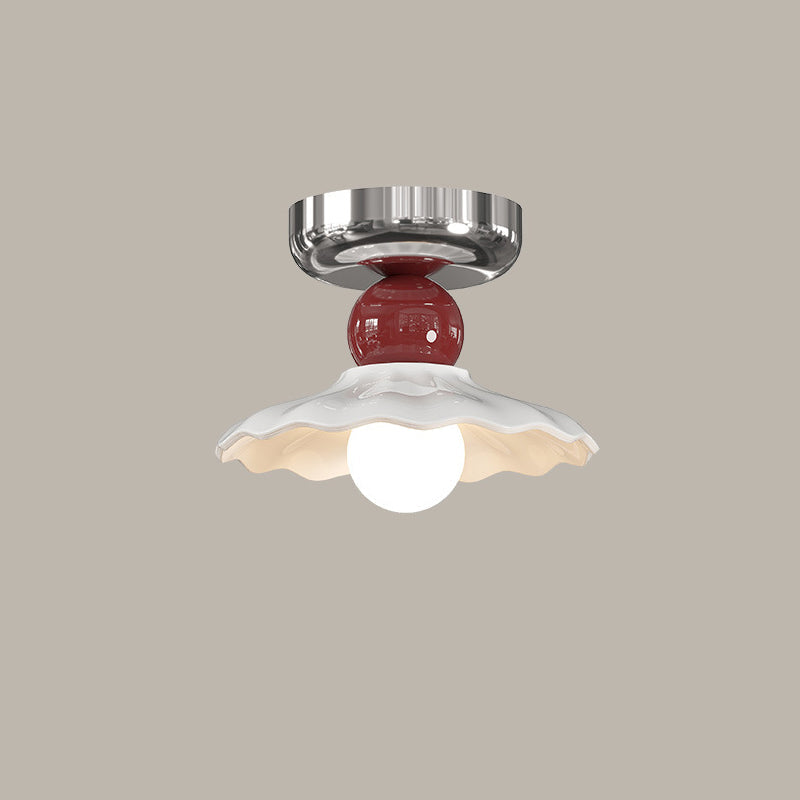 Modern Cream Iron Lace Round 1-Light Ceiling Light — C / Silver / 110V-120V For US/CA
