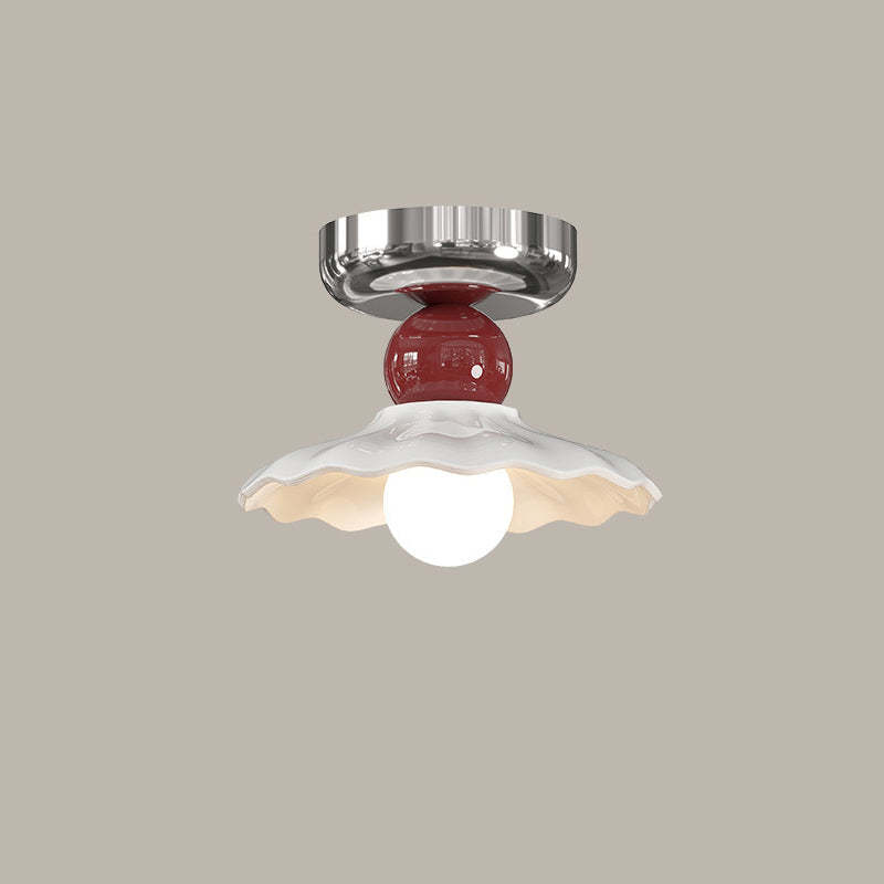 Modern Cream Iron Lace Round 1-Light Ceiling Light