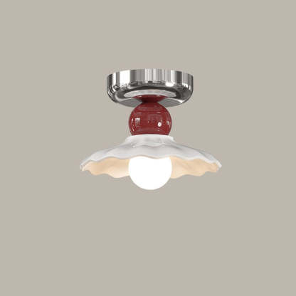 Modern Cream Iron Lace Round 1-Light Ceiling Light — C / Silver / 110V-120V For US/CA