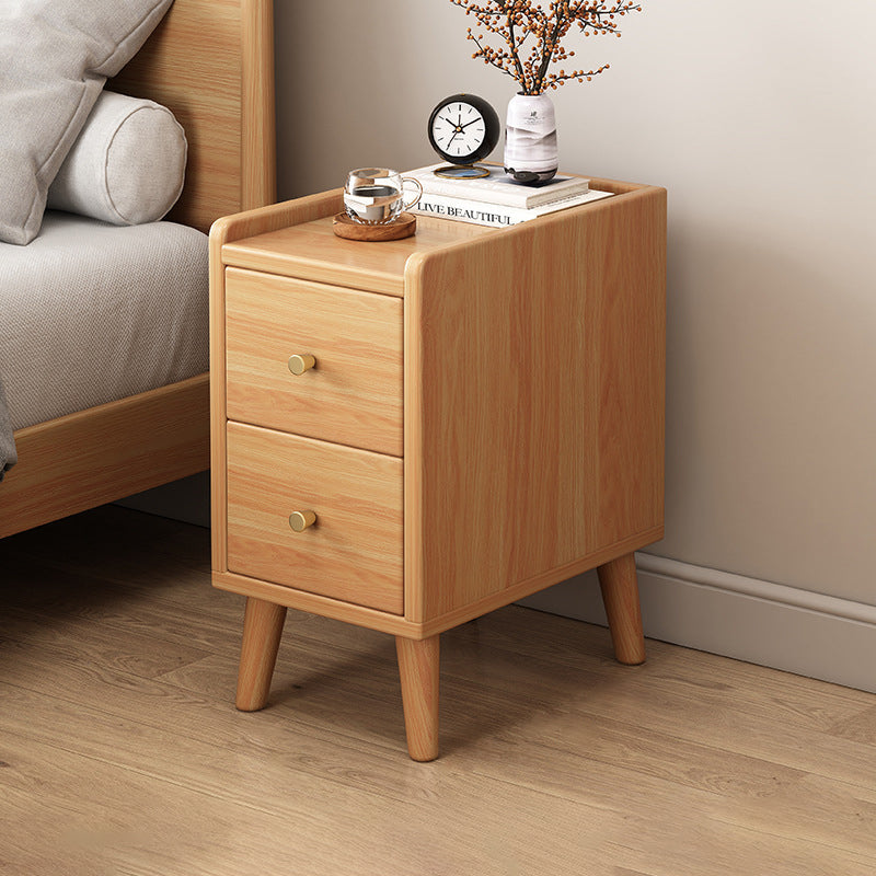 Chinese Wood 2-Drawer Nightstand