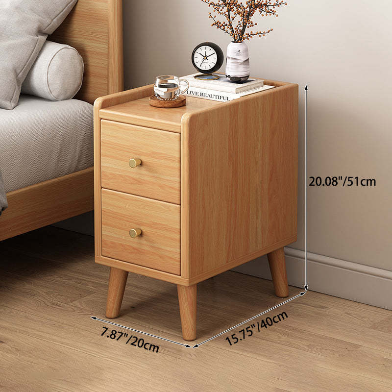 Chinese Wood 2-Drawer Nightstand — Walnut