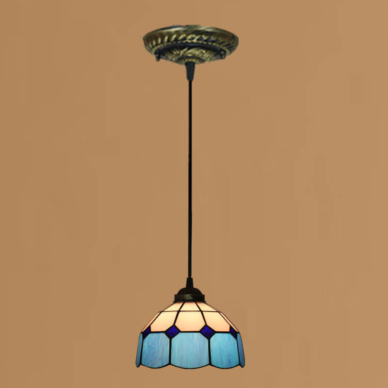 Tiffany European Stained Glass Dome Pendant Light — Orange / 110V-120V For US/CA