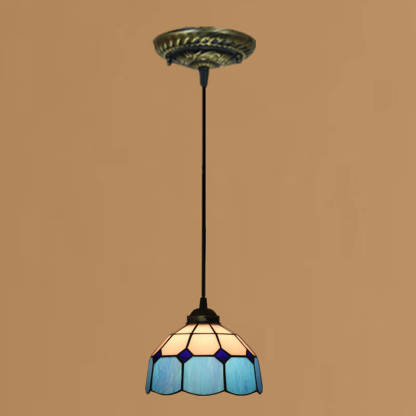 Tiffany European Stained Glass Dome Pendant Light — Orange / 110V-120V For US/CA