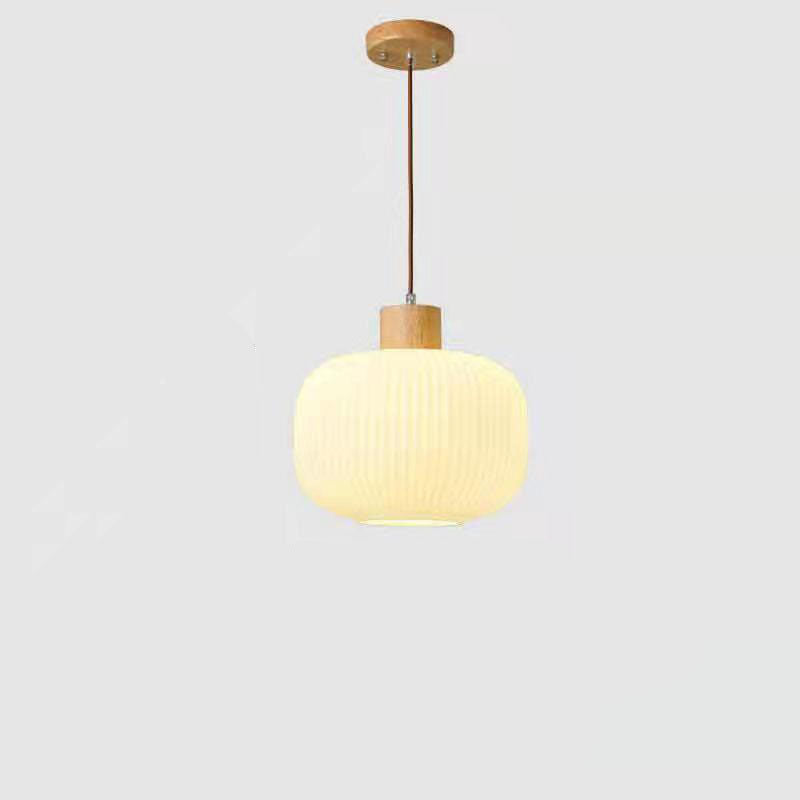 Japanese Log Wood Glass Jar Island Chandelier