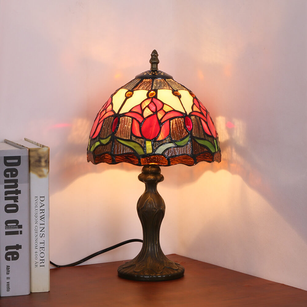 Tiffany Rustic Tulip Stained Glass Table Lamp