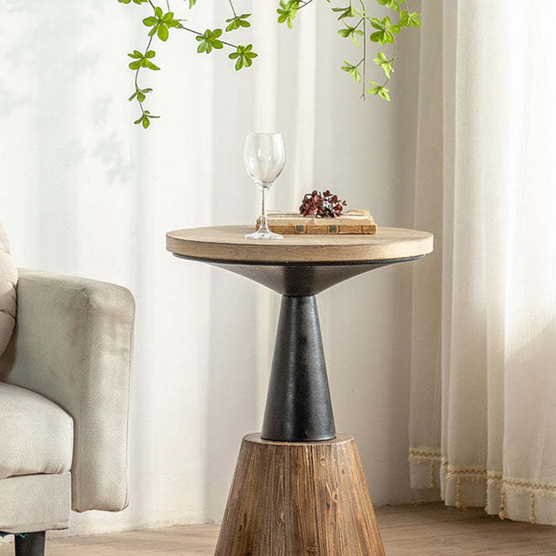 European Round Wood Iron Coffee Table