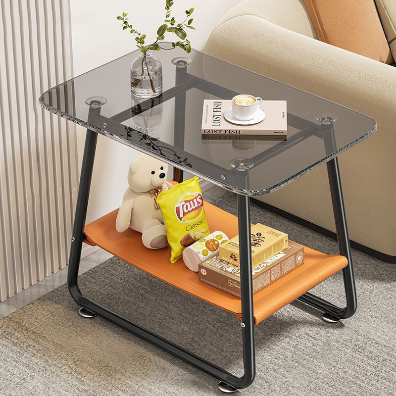 Nordic Tempered Glass Carbon Steel End Table