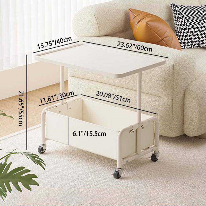 Modern Tray Leather Movable 2-Tier End Table