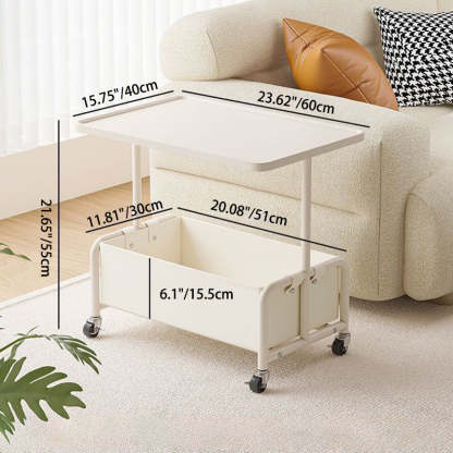 Modern Tray Leather Movable 2-Tier End Table