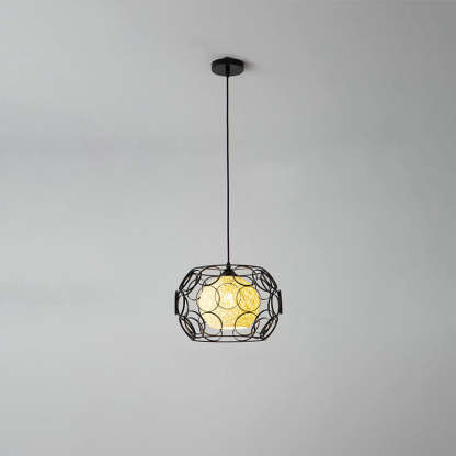 Nordic Woven Hemp Ball Iron Drum Pendant