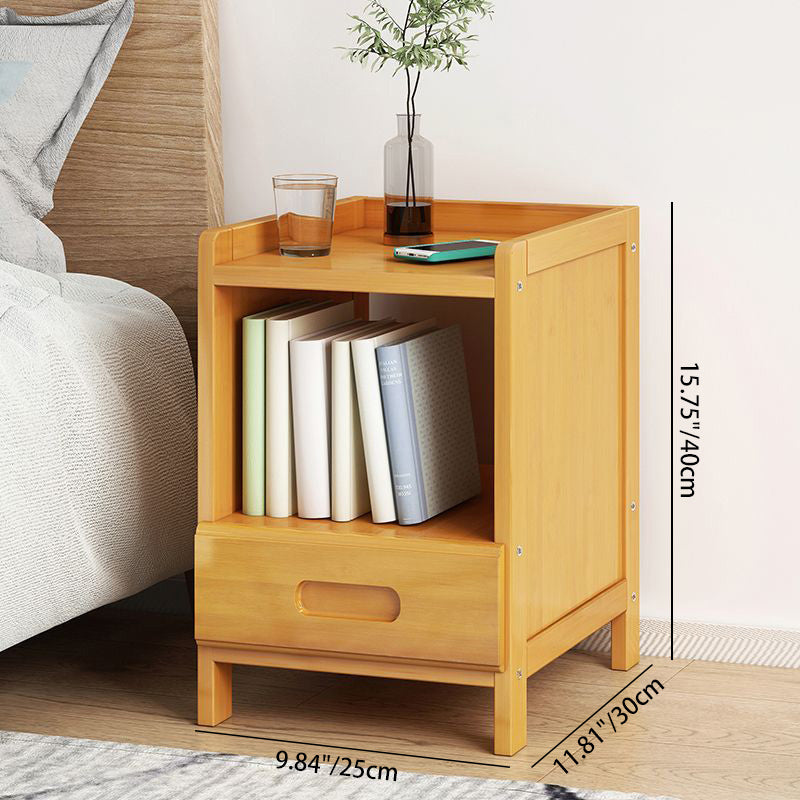 Minimalist Bamboo 1/2-Drawer Nightstand — D - 1 Drawer - Original Wood Color