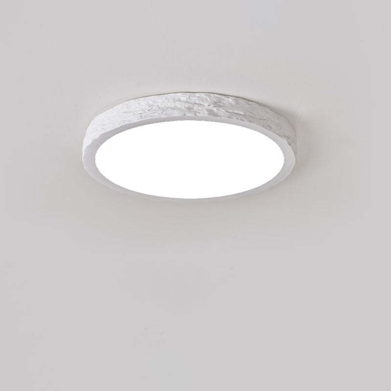 Minimalist Stone Grain Resin Iron LED Flush Mount Light