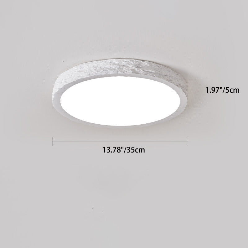 Minimalist Stone Grain Resin Iron LED Flush Mount Light