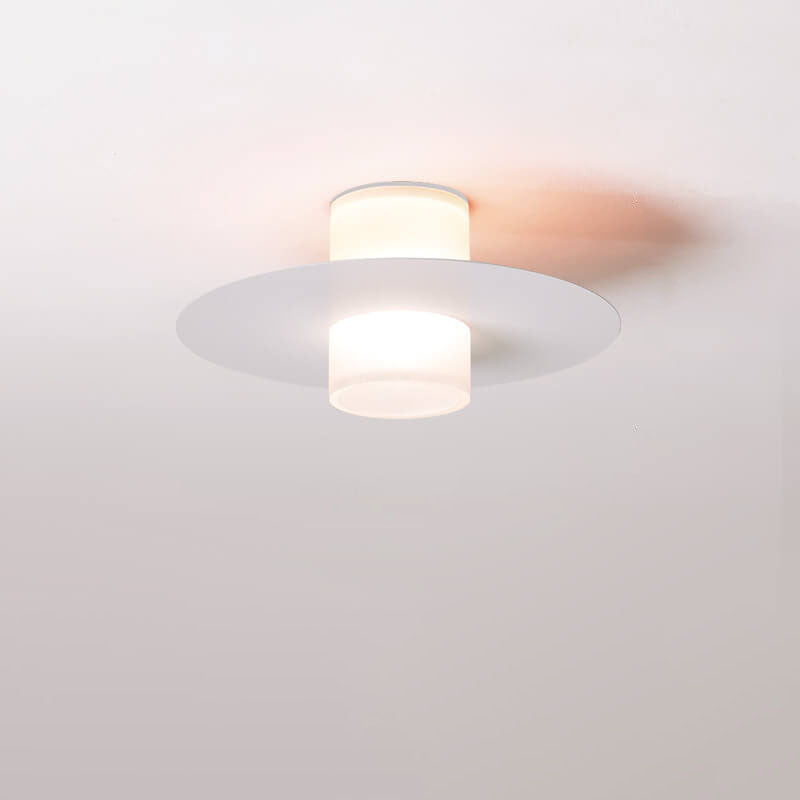 Minimalist cylindrical disc semi-flush mount light in iron — White / 220V-240V (UK/AU)