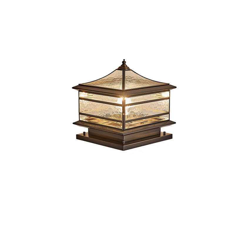 European Brass Glass Square Pillar Landscape Light