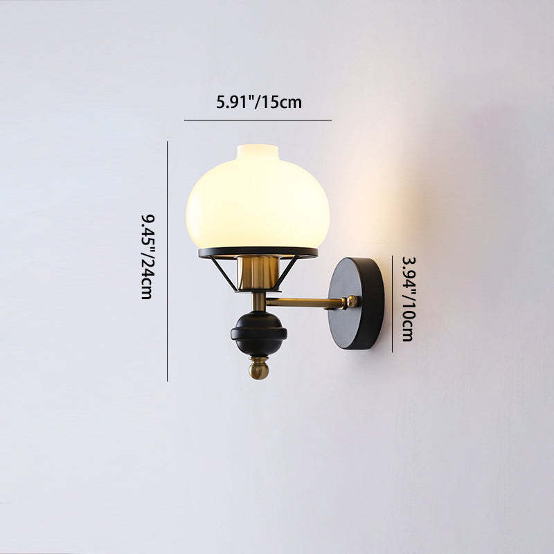French Geometric Circle Glass Iron Sconce — Hardwired / B / 220V-240V For UK/AU