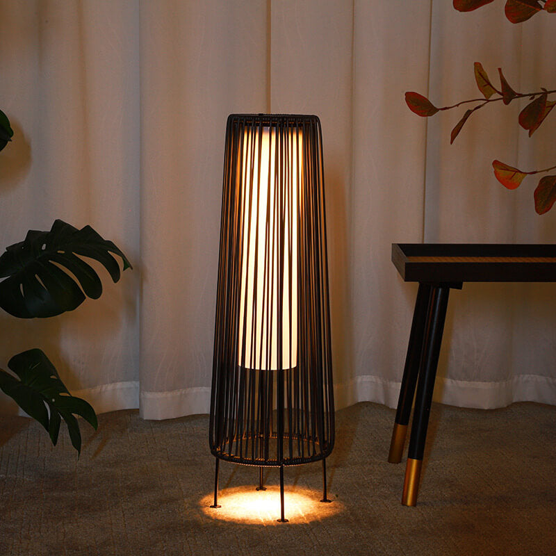 Modern Solar Trapezoidal Iron Rattan Wicker LED Light