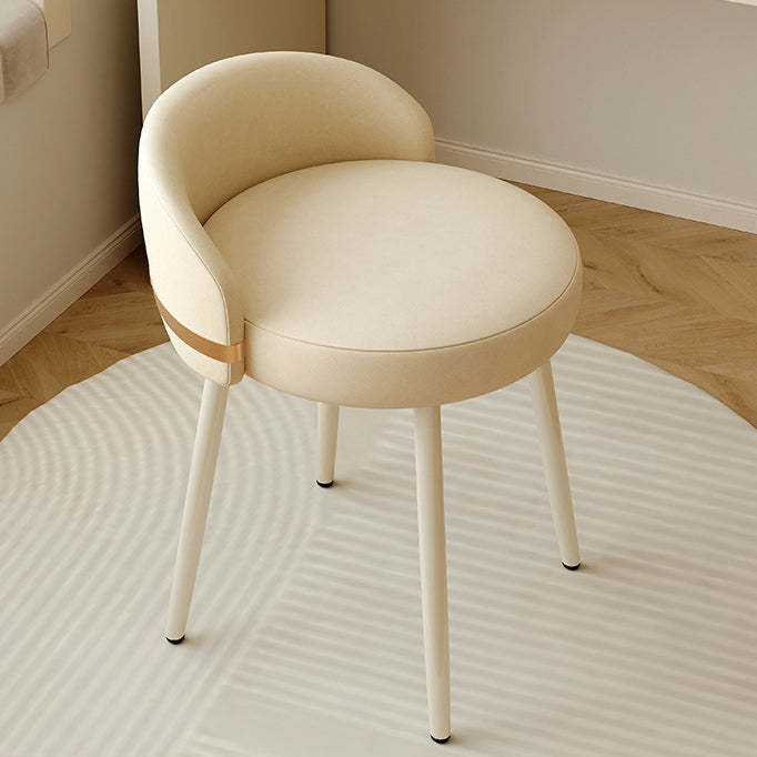 Scandinavian Round Leather Swivel Vanity Stool — No Swivel / White Seat + Gold Legs