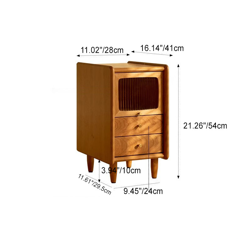 Japanese Wood 3-Drawer Nightstand