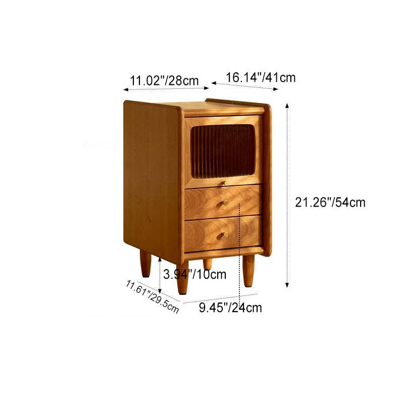 Japanese Wood 3-Drawer Nightstand