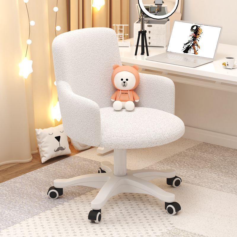 Minimalist Velvet Steel Rotatable Desk Chair — White - Teddy Velvet