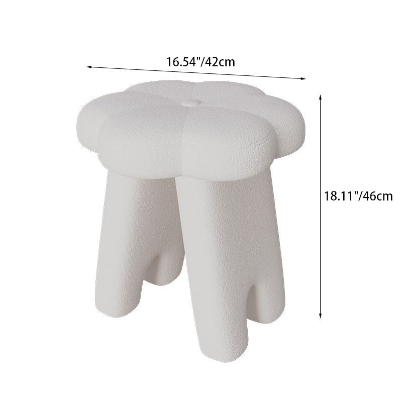 Modern Floral Lambswool Wood Vanity Stool