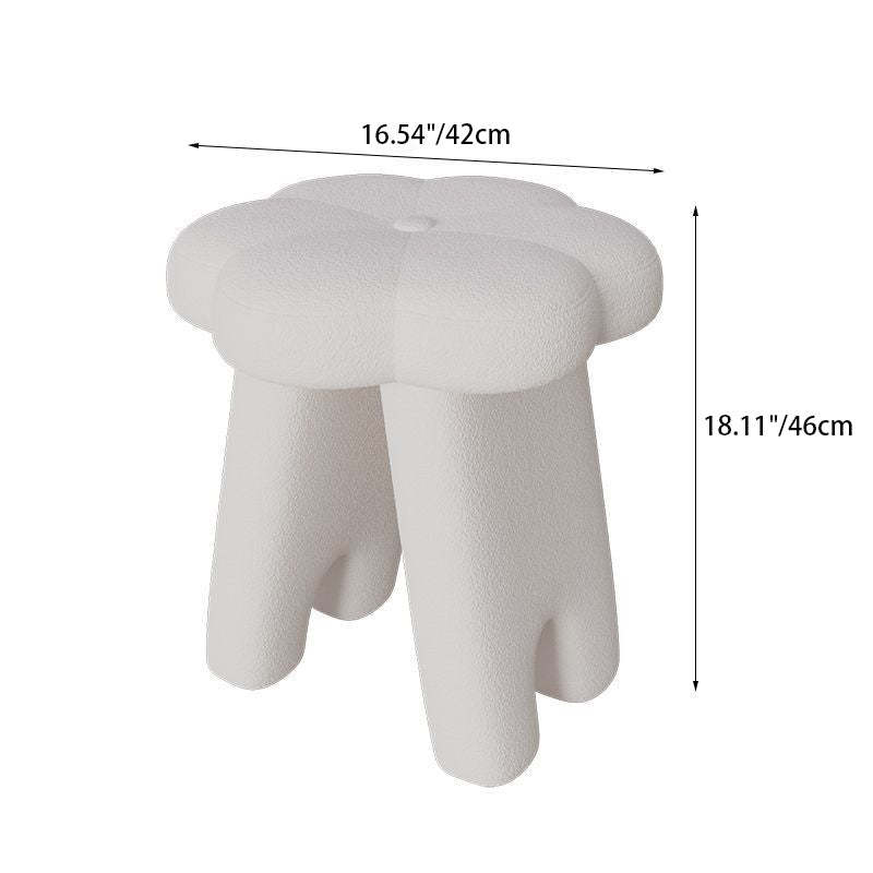 Modern Floral Lambswool Wood Vanity Stool