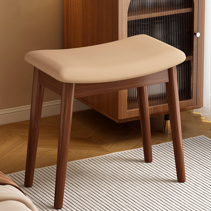 Vintage PU Leather Wood Square Footstool