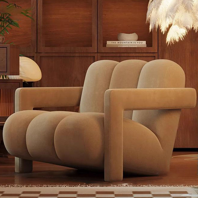 Retro Striped Velvet Wood Accent Chair